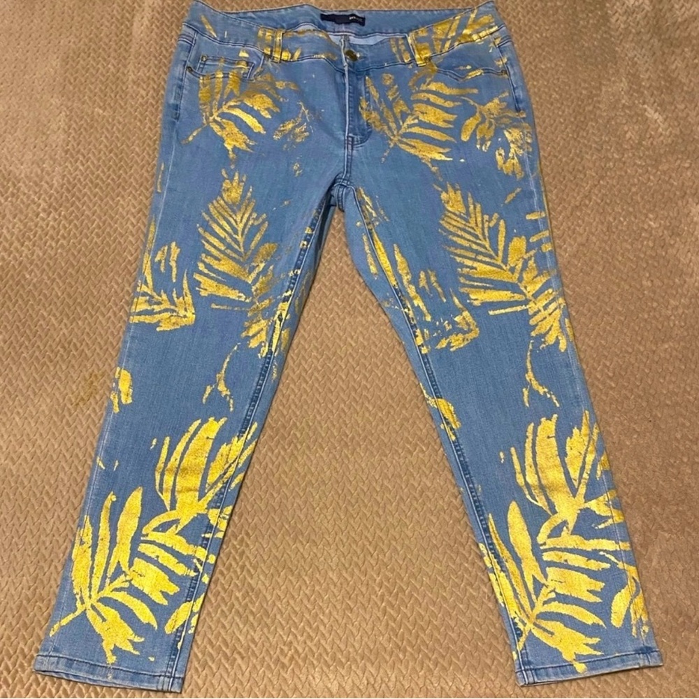 Denim24/7 Tropical Gold Leaf Jeans